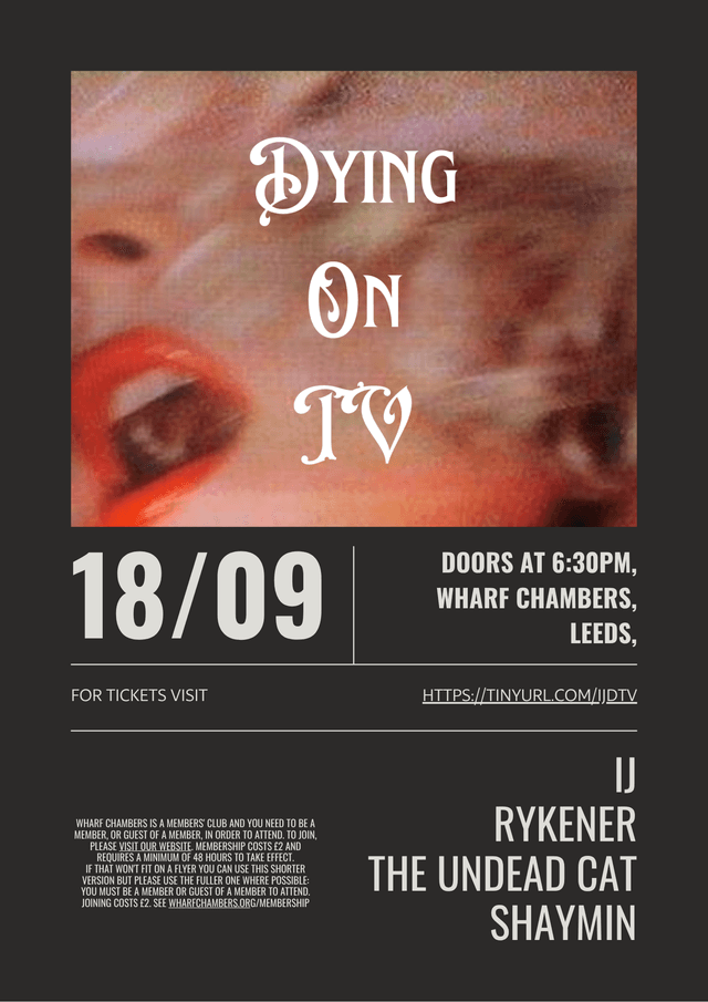 Poster for Friends of the Phantasm present 'Dying On Tv'