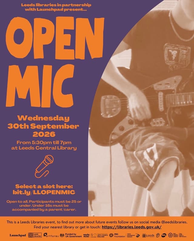 Poster for Open Mic: Leeds Libraries
