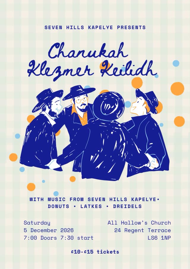 Poster for Chanukah Klezmer Keilidh with Seven Hills Kapelye